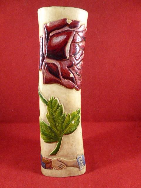 French Napoleonic Prisoner of War Carved and Painted Cow Shinbone circa 1810