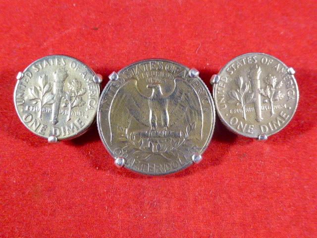 Vintage American Silver Set - Quarter Dollar and Dime Coin Brooch