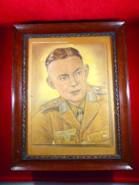 WW2 German Pastel Painted Portrait of a German Army Officer Dated September 1942 Russia - K. Knorr