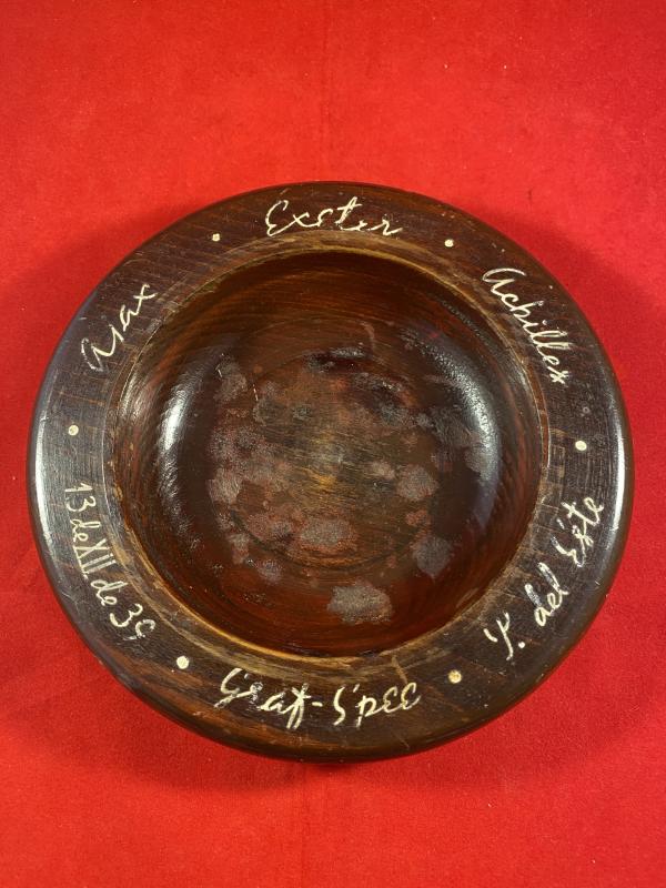 Rare WW2 Admiral Graf Spee – Ashtray or Dish made from the wood of the German Pocket Battleship – Battle of the River Plate 1939