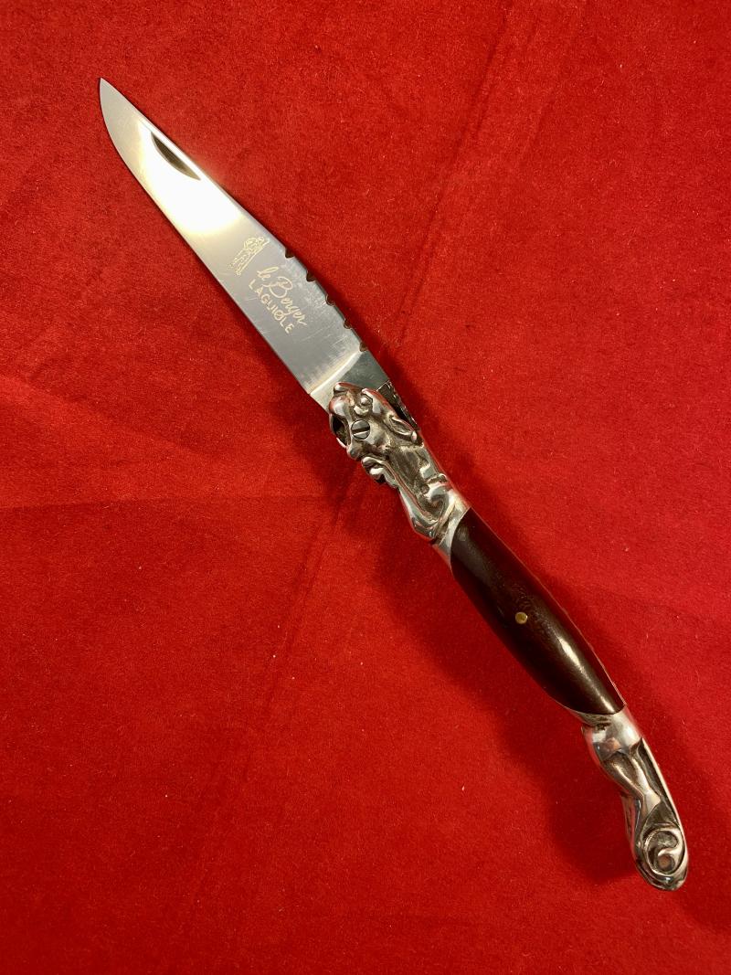 French Le Berger – Laguiole - Folding Knife with Silver Jaguar Bolsters