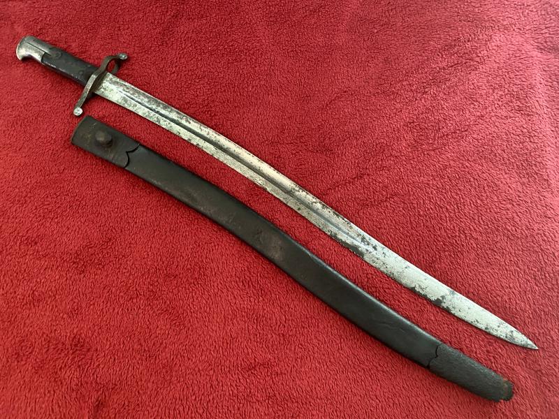 British 19th Century 1856/58 Pattern Yataghan Sword Bayonet with Leather Scabbard - Export Version