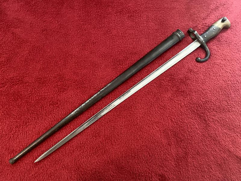 Austrian M1874 Gras Sword Bayonet with Scabbard made by Styer in Austria in 1881