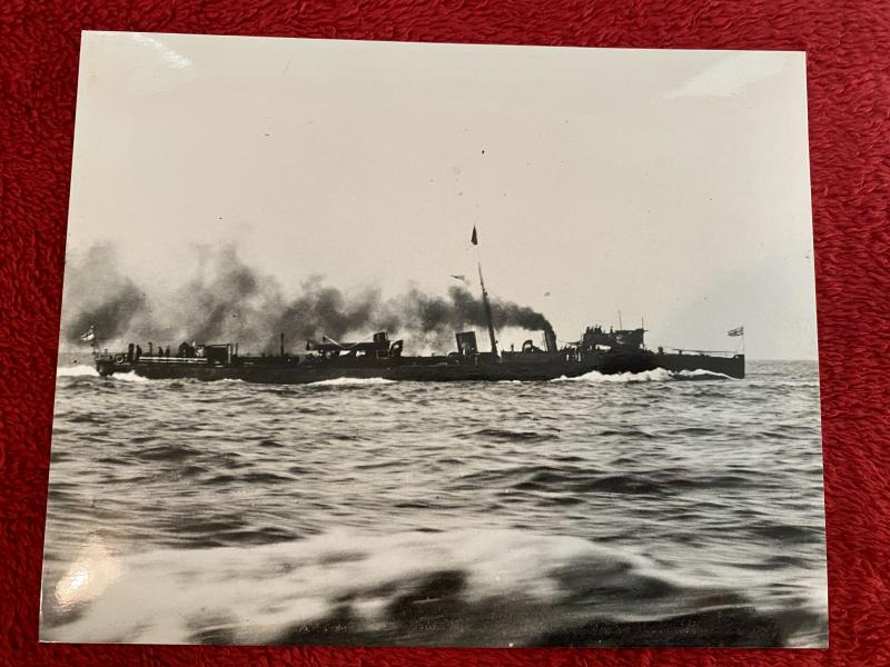 10” X 8” B&W Photo of H.M.S Porcupine at Spithead Review 1897 with the King of Portugal Aboard