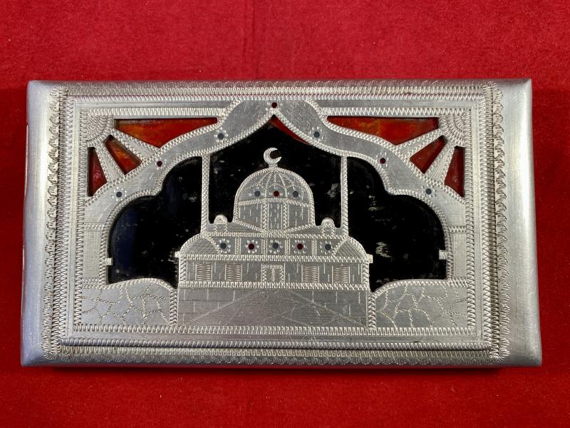 WW2 Italian POW made Aluminium Trench Art Cigarette Case - EGYPT