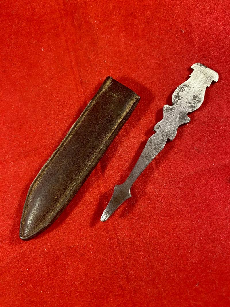 Antique Georgian Period Cut Steel Tweezers with Leather Pouch circa 1820