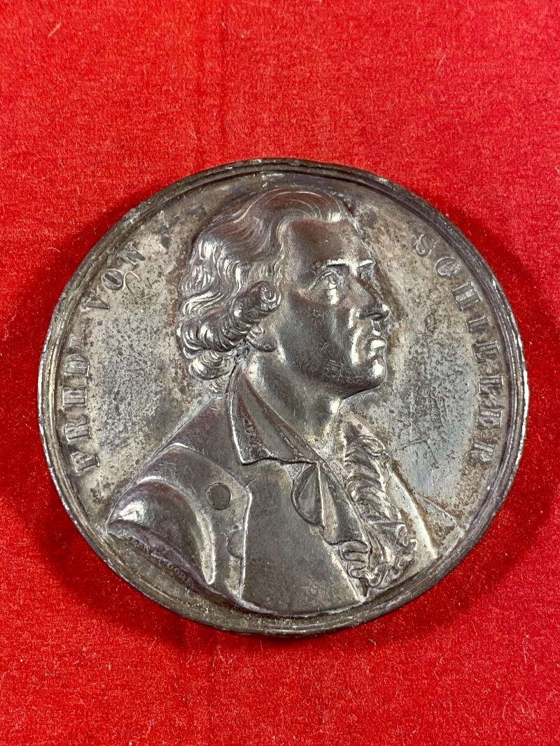 Antique Silver Plated Bronze Medallion Commemorating the death of Friedrich von Schiller in 1805