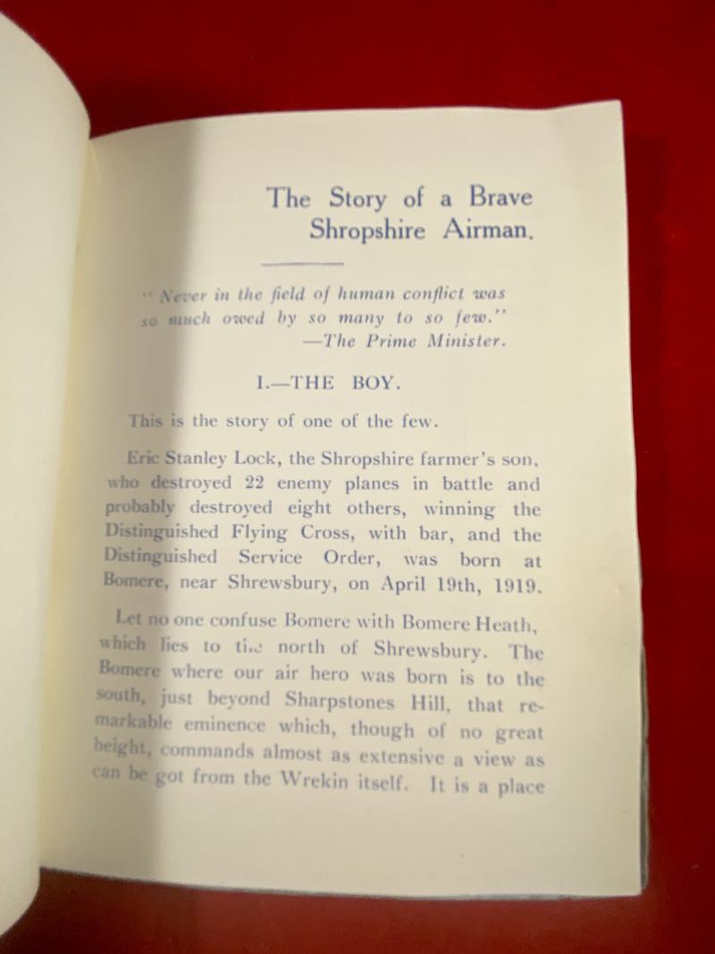 WW2 RAF Booklet – The Story of a Brave Shropshire Airman - Flight-Lieutenant Eric Stanley Lock, DSO, DFC with Bar