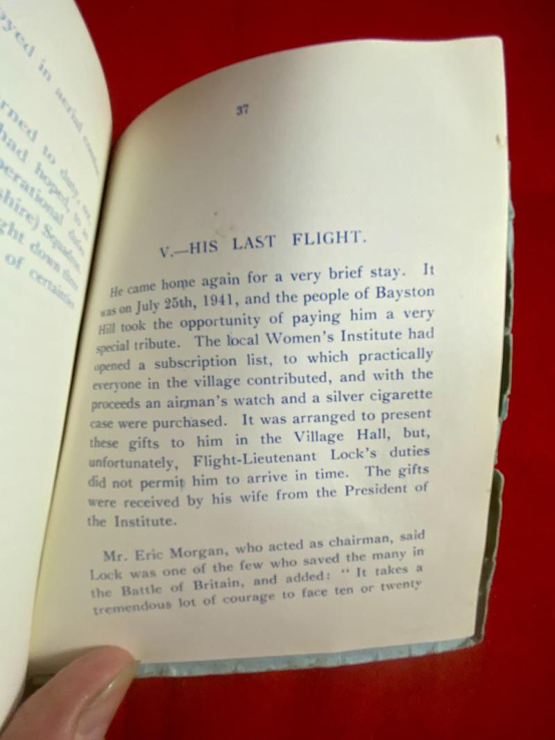 WW2 RAF Booklet – The Story of a Brave Shropshire Airman - Flight-Lieutenant Eric Stanley Lock, DSO, DFC with Bar