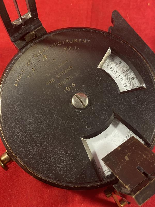 WW1 British Military Issued Angle of Sight Instrument H.A. Mk1 – Compass Clinometer dated 1915 with Leather Case