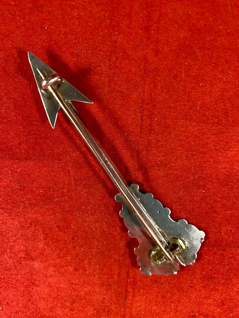 Large Victorian Scottish Silver Engraved Arrow Kilt Pin Brooch c1870