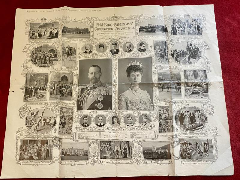 Large George V Coronation Souvenir Poster – Supplement to The St. Austell Star and Cornish Advertiser June 22nd 1911