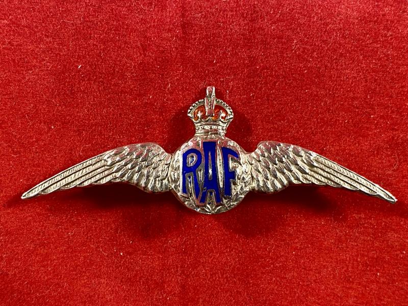 Early WW2 RAF “Wings” Sweetheart Brooch - Sterling Silver and Enamel by Thomas L Mott