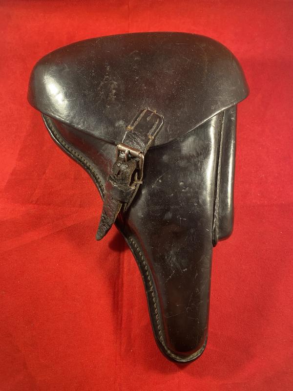 Original WW1 German P08 Luger Hard Shell Leather Holster by R. Nagel & Co. 1914