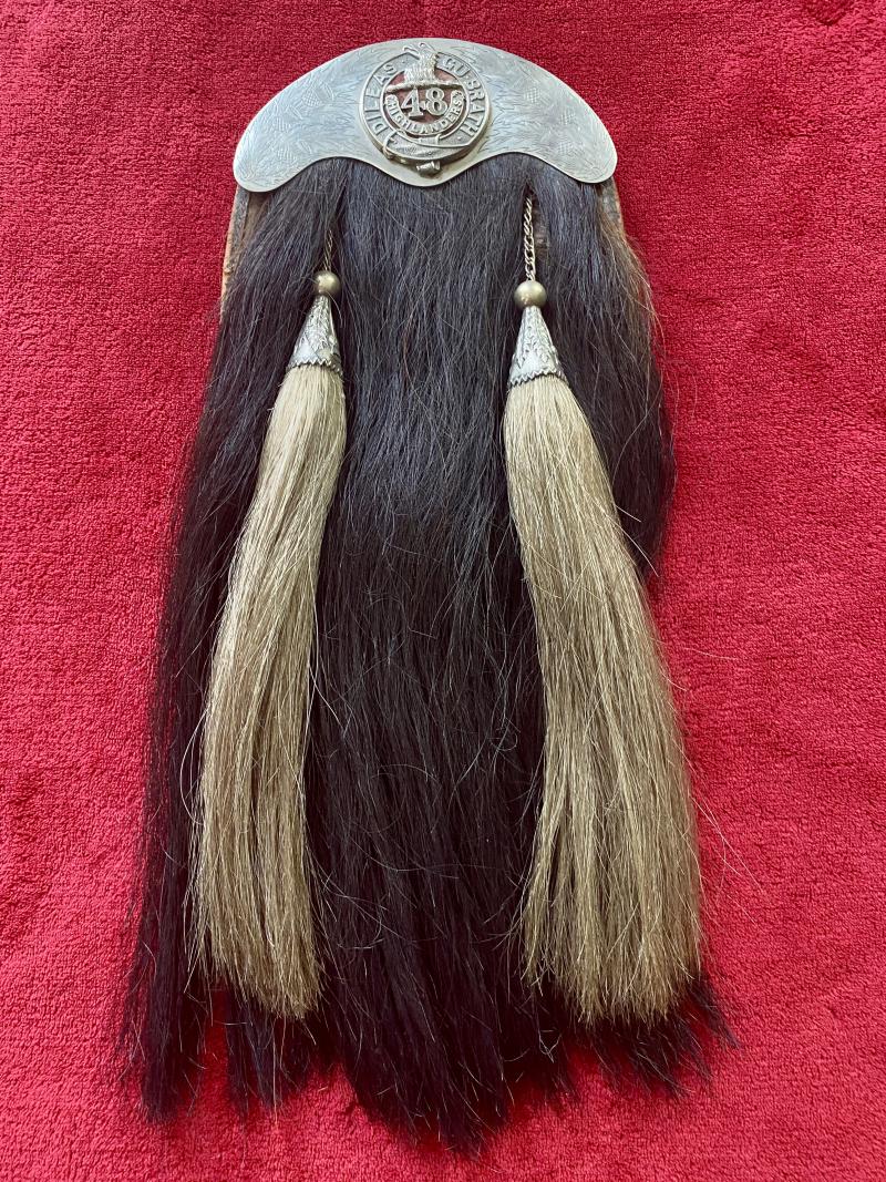 Rare WW1 Period 48th Canadian Highlanders Horse Hair and Leather Sporran Named to CQMS – Sgt Major Frank James Stinson