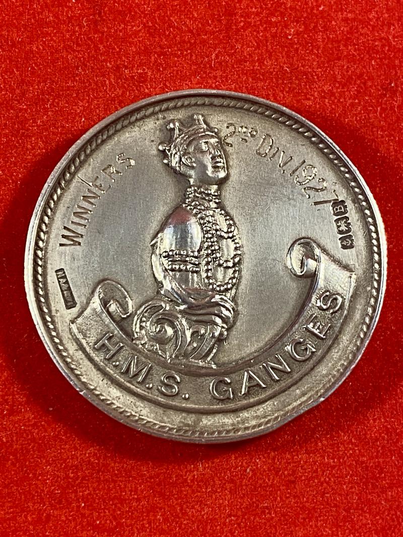 H.M.S. GANGES Hallmarked Silver Sports Medal by N.A.A.F.I. – “Winners 2nd Division” – 1927