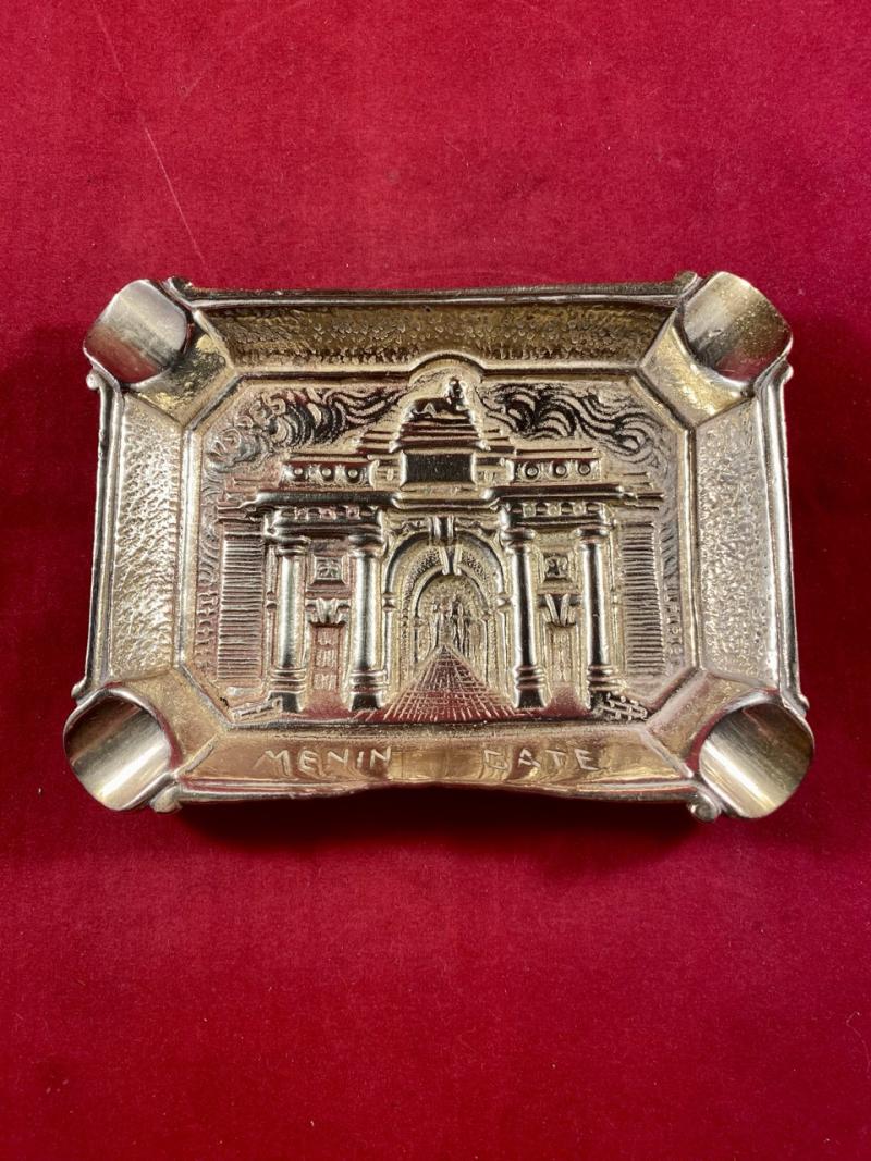 WW1 Souvenir Gilt Brass MENIN GATE Ashtray