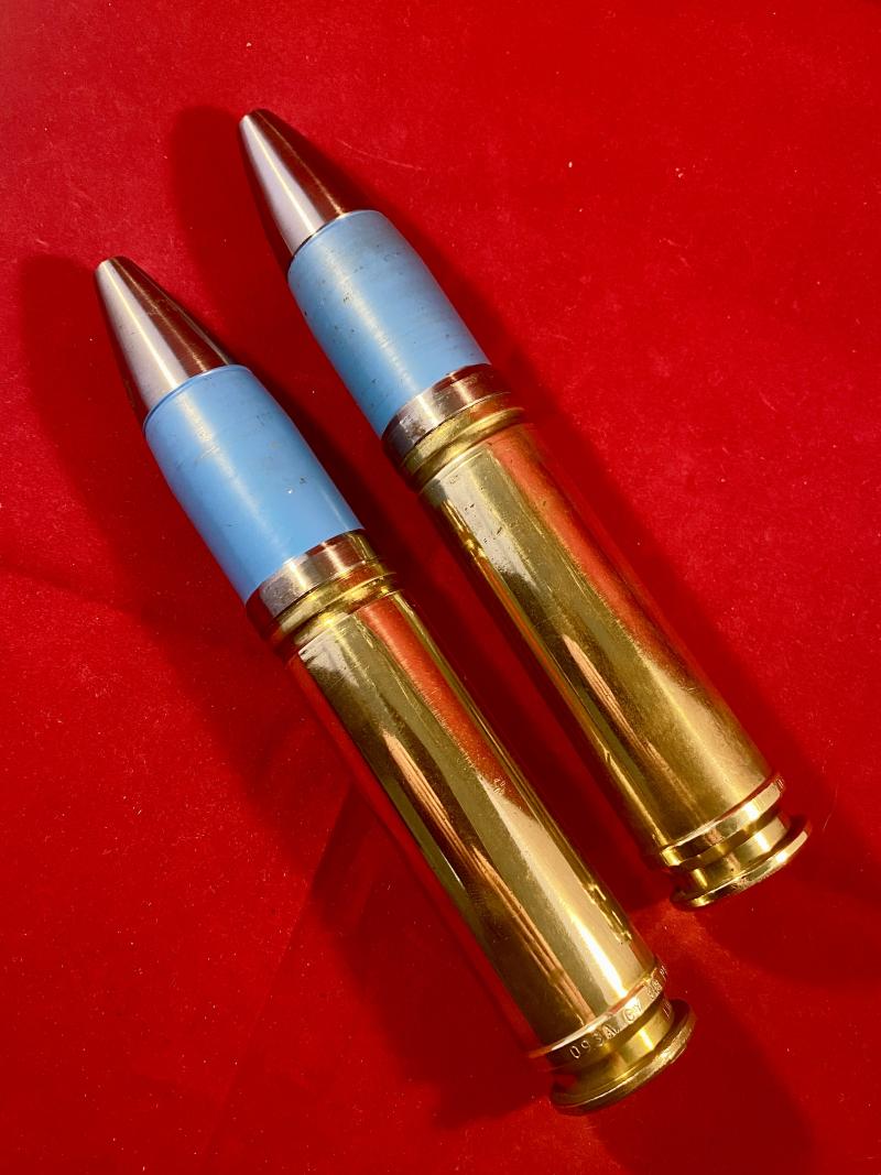Two Inert Arden Cannon 30mm Practice Rounds from a Harrier Jump Jet, c1980