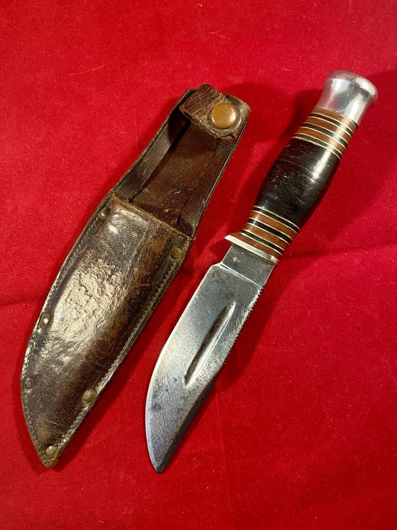 Vintage Scout Knife by Wade & Butcher with Leather Sheath by John Leckie & Co. c1930
