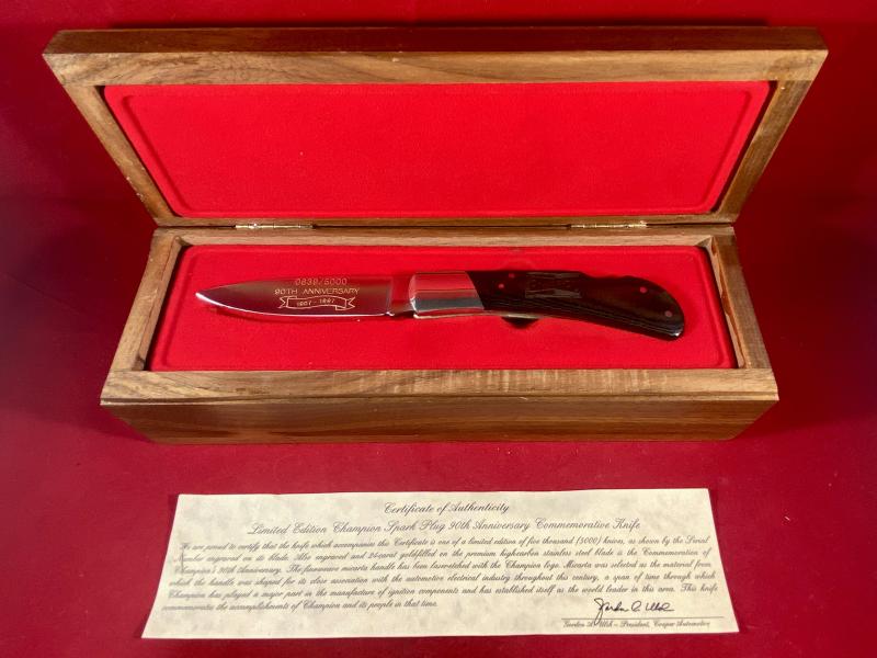 Mint Cased Limited Edition CHAMPION Spark Plug 90th Anniversary Commemorative Knife 1997