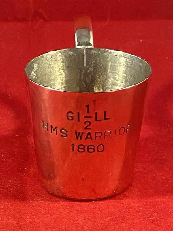 Vintage Pussers Rum - Royal Navy Copper 1/2 Gill Rum Measure - H.M.S. WARRIOR 1860