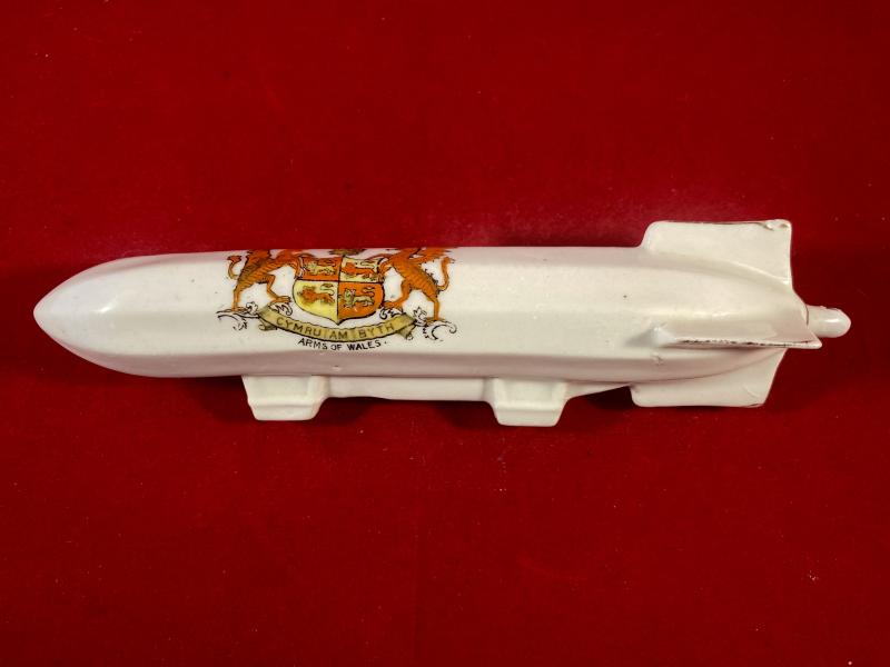Unusual WW1 China Model of a ZEPPELIN – with the Crest for the ARMS OF WALES