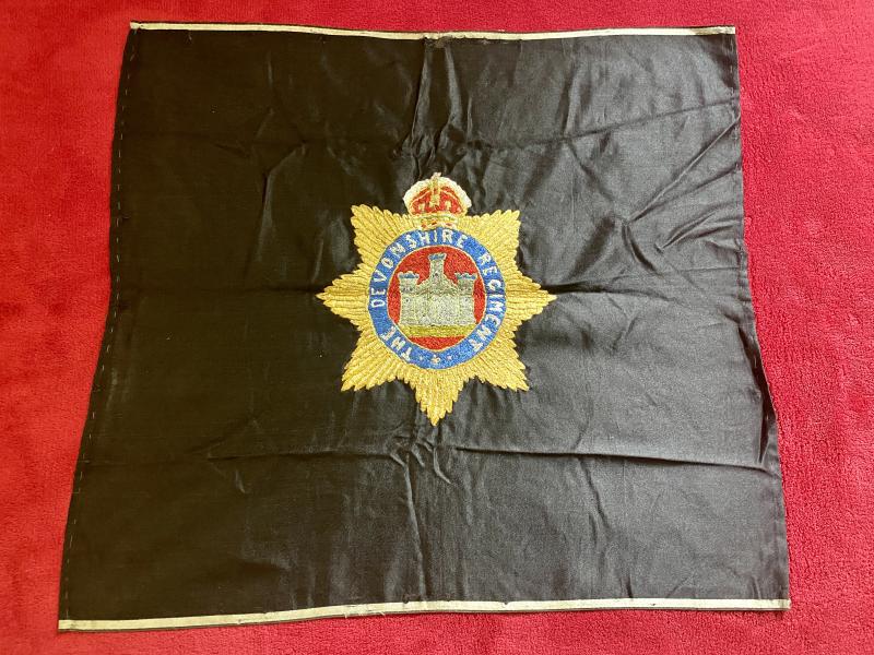 WW1 Period “The Devonshire Regiment” Embroidered Silk Banner