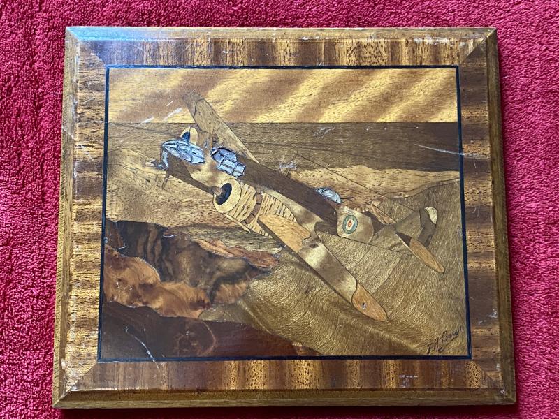 Beautiful WW2 Period Marquetry Picture of a RAF Bristol Blenheim MK. IV Bomber by J.H. Bacon