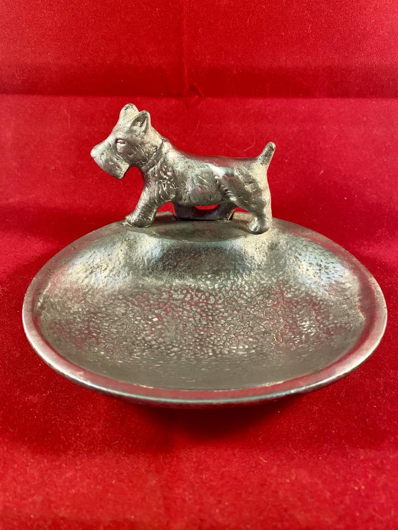 Vintage Cast Aluminium Scottie Dog/Terrier Ashtray or Trinket Tray c1930