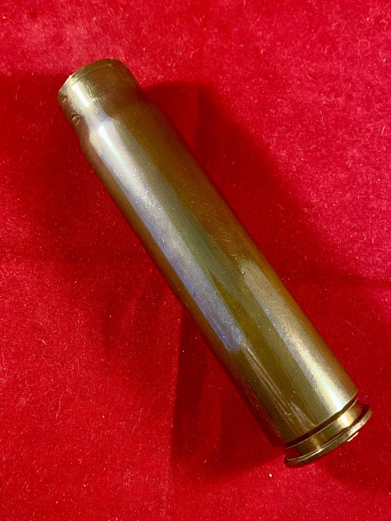 WW2 British 20mm Brass Cannon Shell Case 1941 made by Raleigh Cycle Co., Carlton, Nottingham