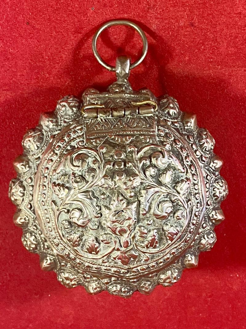 Large 19th Century Ornate Antique Tribal Tibetan Silver Hinged Locket/Pendant