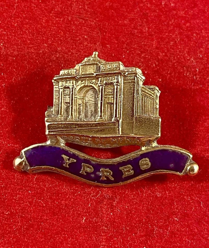 WW1 Ypres Menin Gate Memorial Gilt Metal and Enamel Brooch