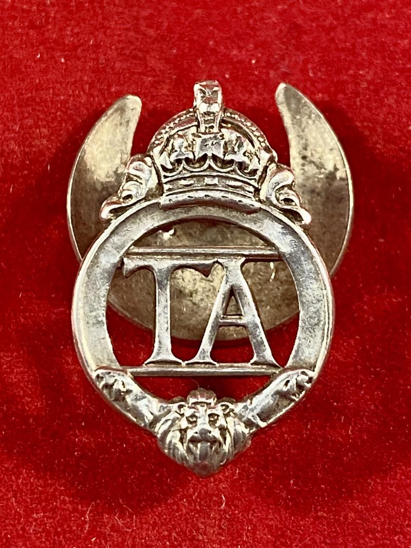 Original WW2 era British Territorial Army (TA) Silver Lapel Badge – Service No. 166759