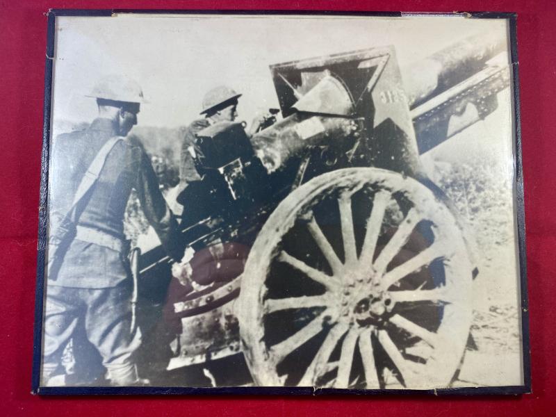 WW1 Framed Photo of American Battery E of the 11th Field Artillery firing the last shot of WW1