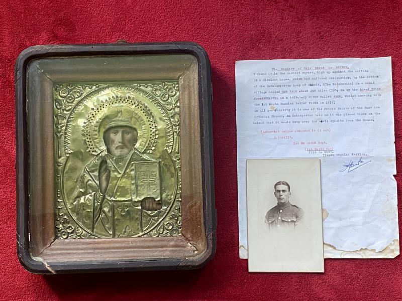 Rare Antique Russian Ikon brought back by British Soldier who was part of the North Russian Relief Force in 1919 with Provenance