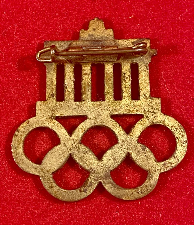 REPRODUCTION XI OLYMPIADE BERLIN 1936 Olympic Games Brandenburg Gate White Enamel Pin Badge