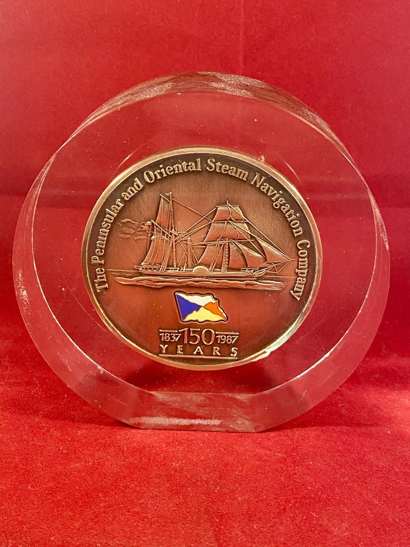 P&O Steam Navigation Company – 150th Anniversary 1837 to 1987 Commemorative Bronze Medallion Paperweight