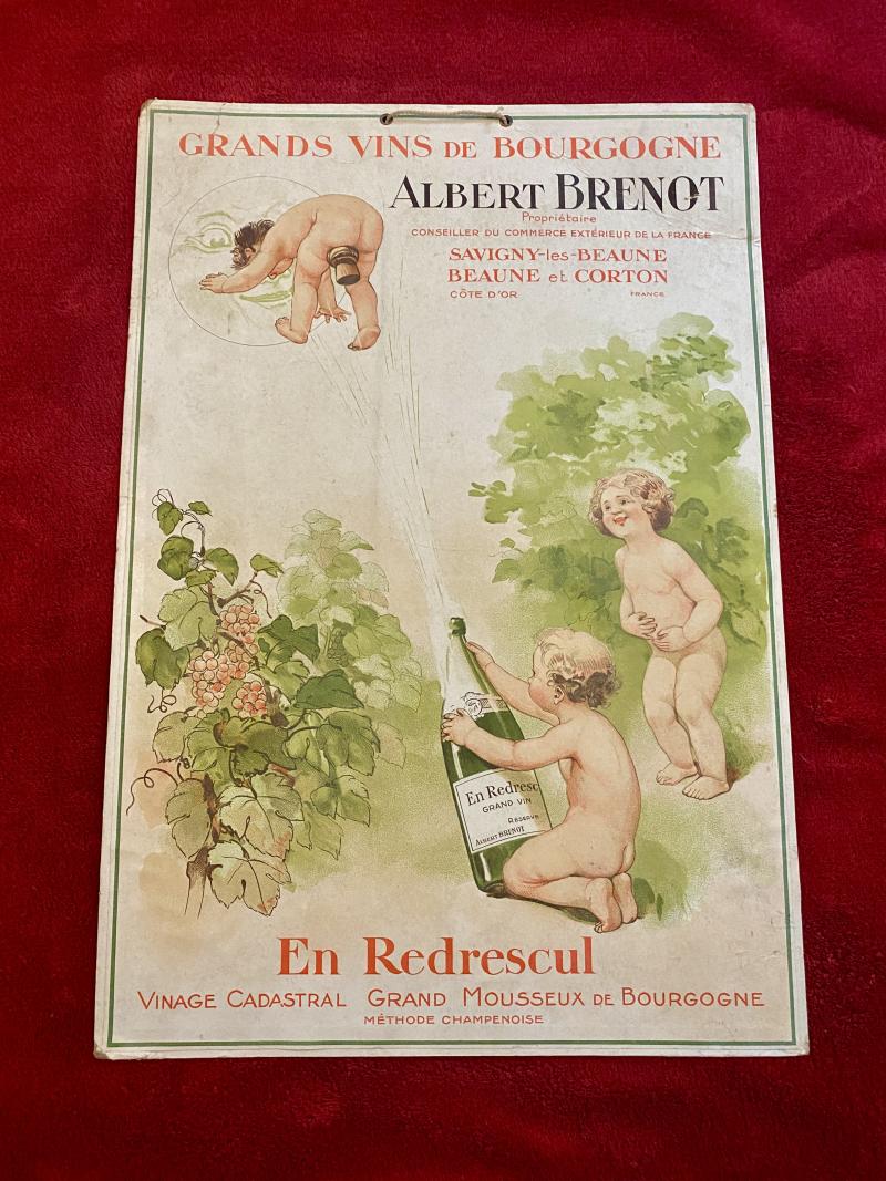 Charming Original Albert Brenot French Wine Store Display Advertisement Lithography Poster c1928