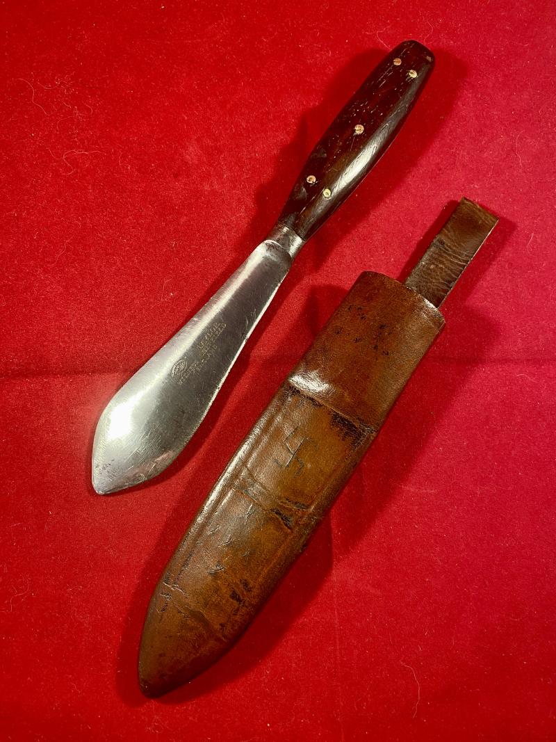 Unusual Throwing Knife and Scabbard by Taylor “Eye” Witness Sheffield Possibly Used During WW2