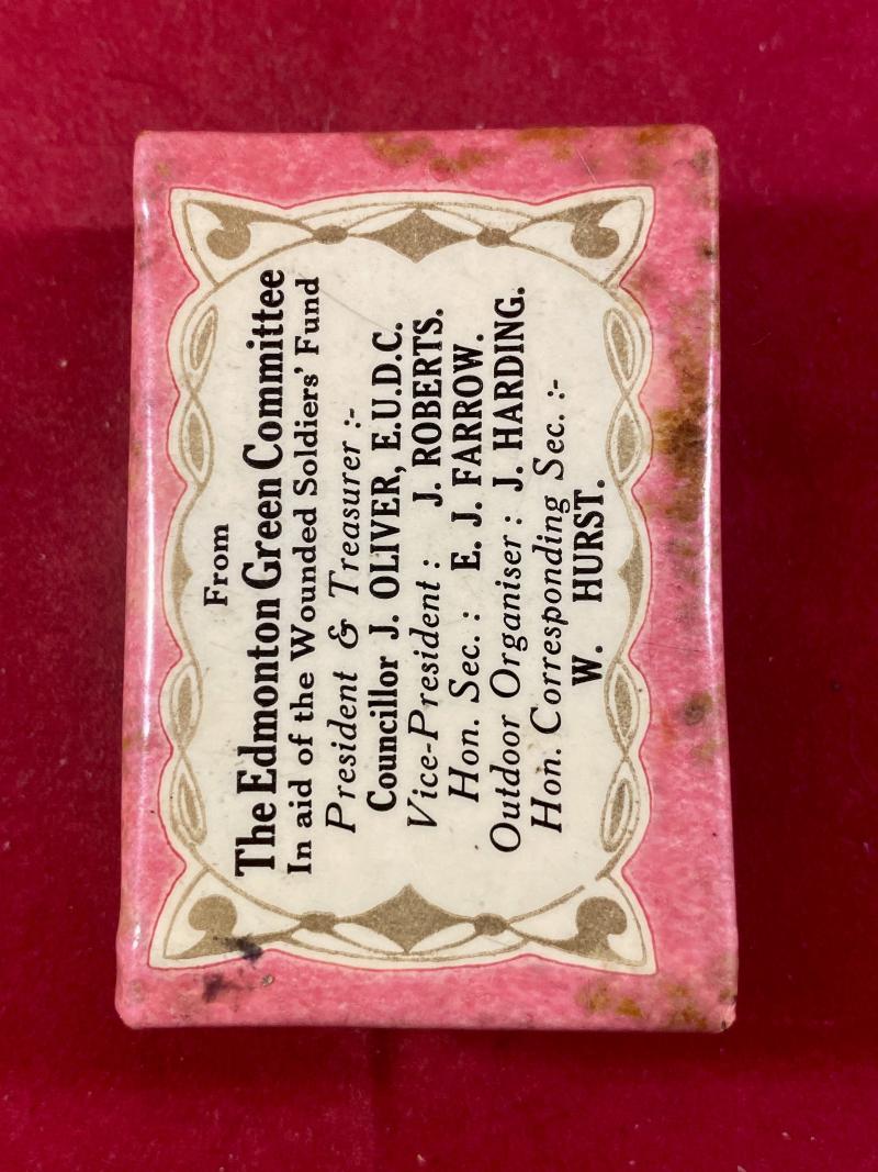 WW1 – The Edmonton Green Committee (London) – Wounded Soldiers’ Fund - Metal and Celluloid Matchbox Cover