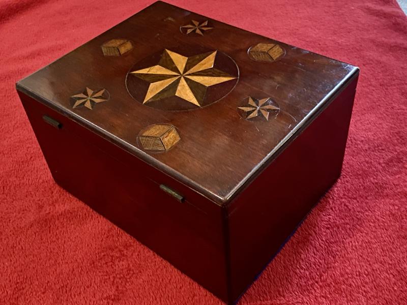 Large Antique Georgian Inlaid Wooden Jewellery Box