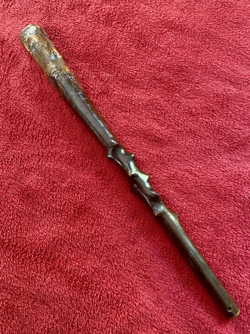 Unusual 21” WWI Carved Wooden Trench Raiding Club with Internal Lead Weighted Tip