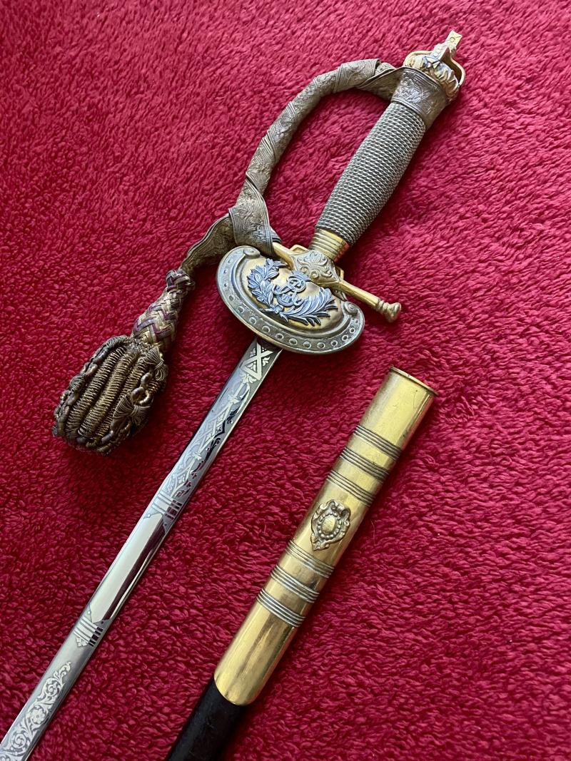 Beautiful Edward VII Court Sword with Scabbard and Ornate Bullion Knot c1905