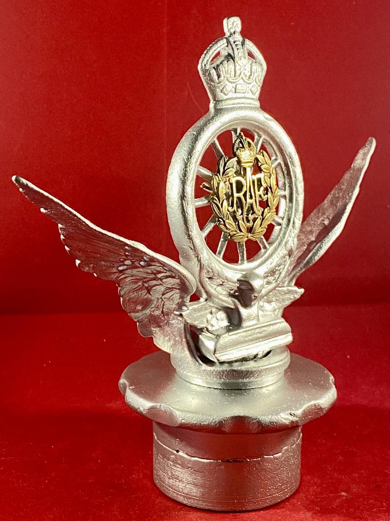 Impressive RAF Related Antique Winged Car Mascot with an Early RAC Car Badge and RAF Brass Cap Badge