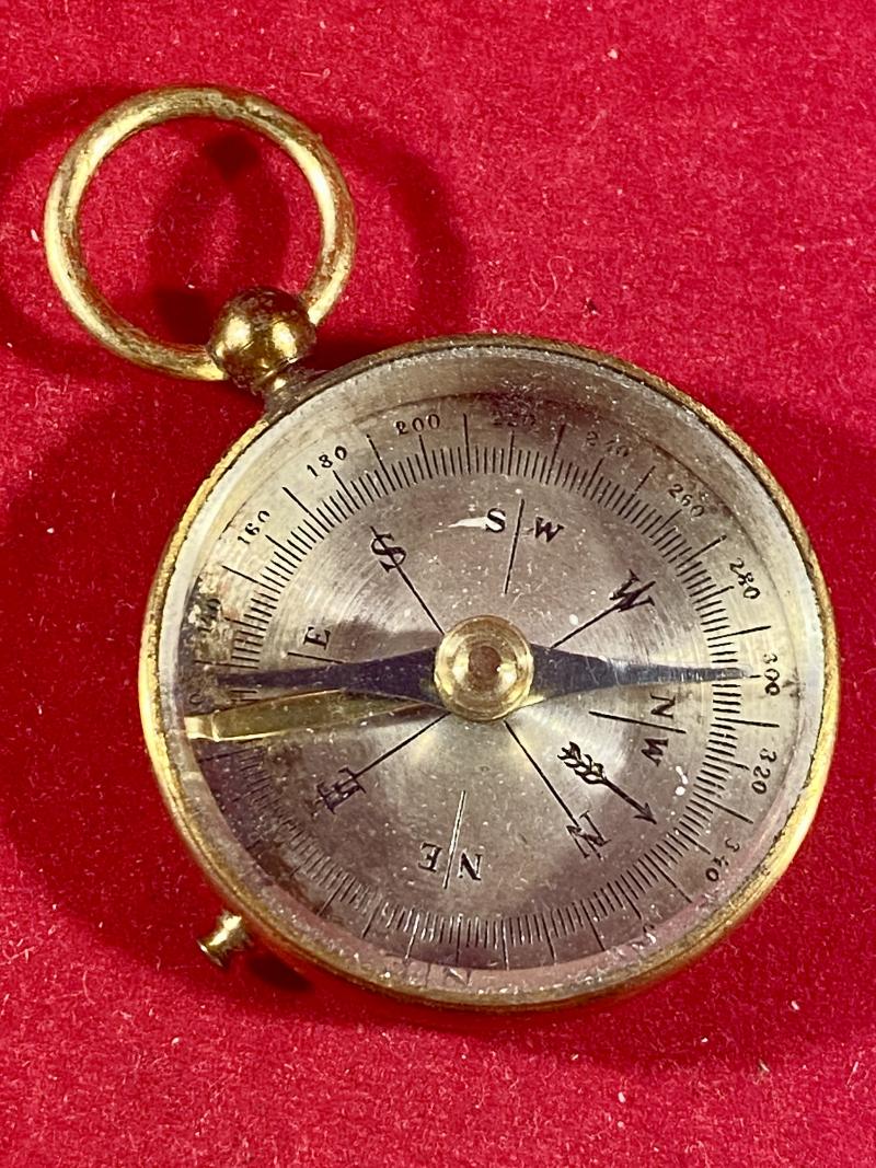 Vintage Gilt Metal and Bevelled Glass “Locking” Compass No. 440 with Metal Dial by G. LUFFT c1930