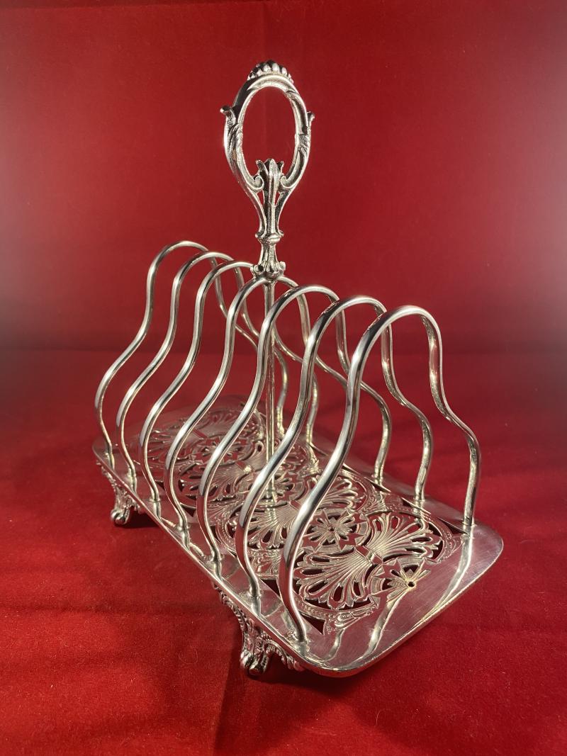 Beautiful Antique Victorian Silver-Plated Toast Rack by John Round & Son c1863