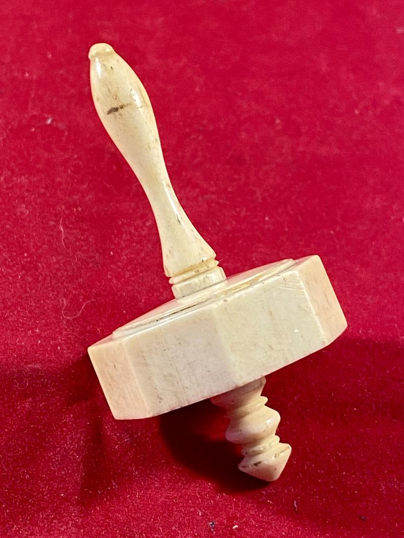 Antique Georgian Eight Sided Bone Spinning Top or Teetotum - Possibly made by a Napoleonic POW c1810