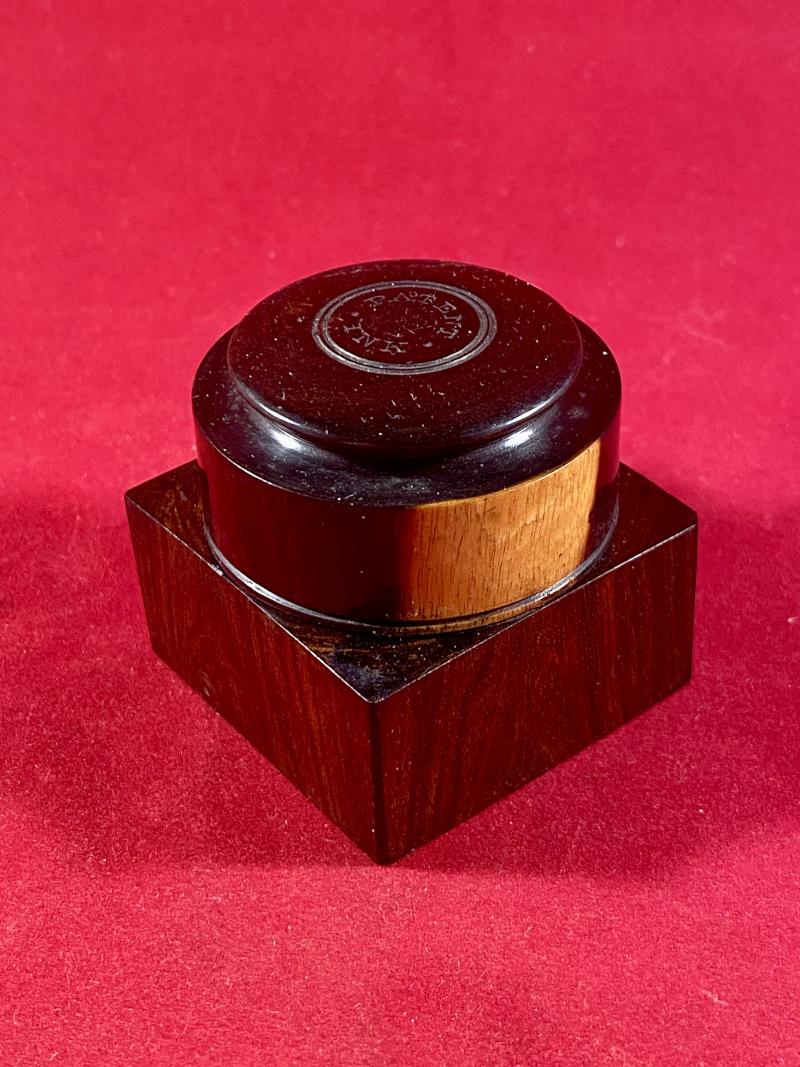 Beautiful Antique Victorian Turned Rosewood Campaign Berry’s Patent Crown Traveling Inkwell c1860