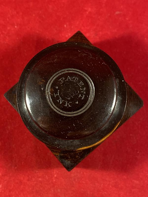 Beautiful Antique Victorian Turned Rosewood Campaign Berry’s Patent Crown Traveling Inkwell c1860
