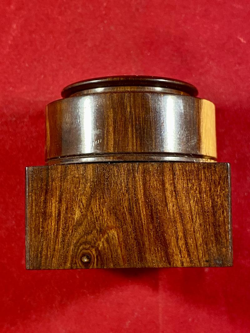 Beautiful Antique Victorian Turned Rosewood Campaign Berry’s Patent Crown Traveling Inkwell c1860